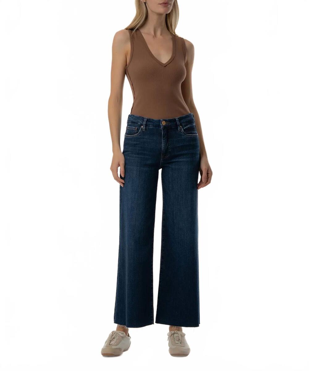 NEW KUT FROM THE KLOTH meg high rise fab ab wide leg jeans in exhibited dark sto